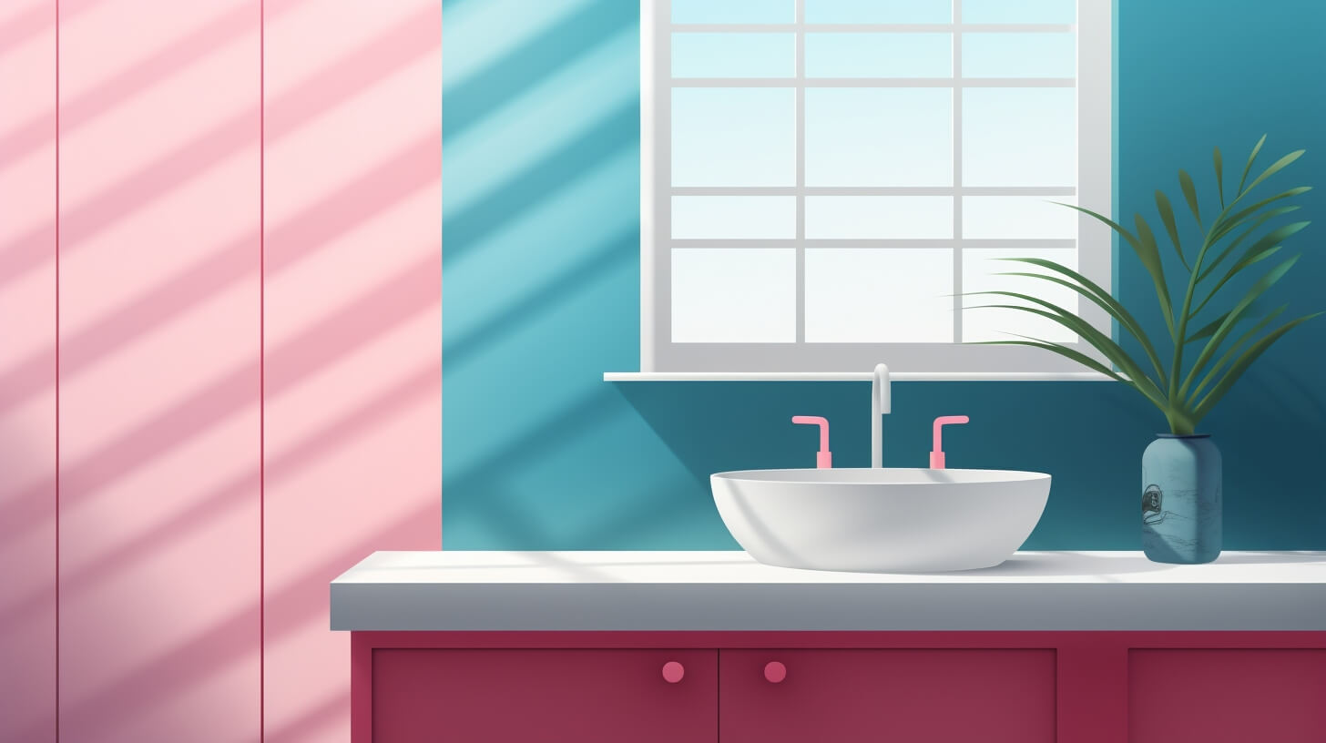bathroom sink with a window