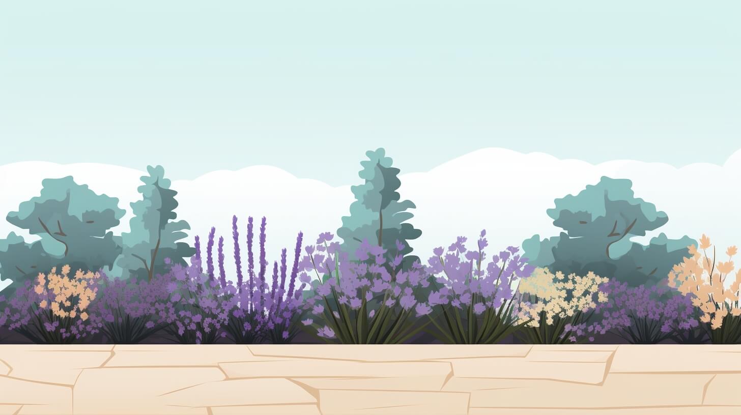 flowers and shrubs in a wooden garden bed