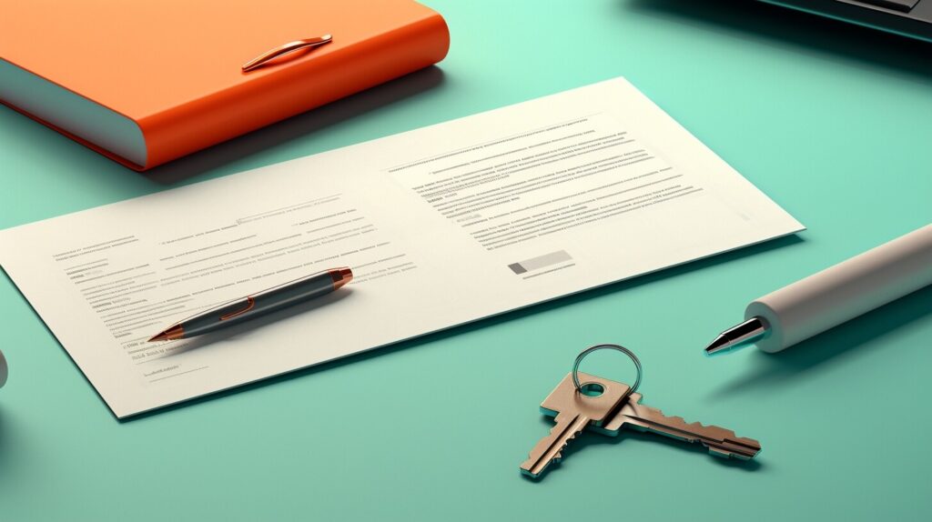keys, papers, and folder on a desk