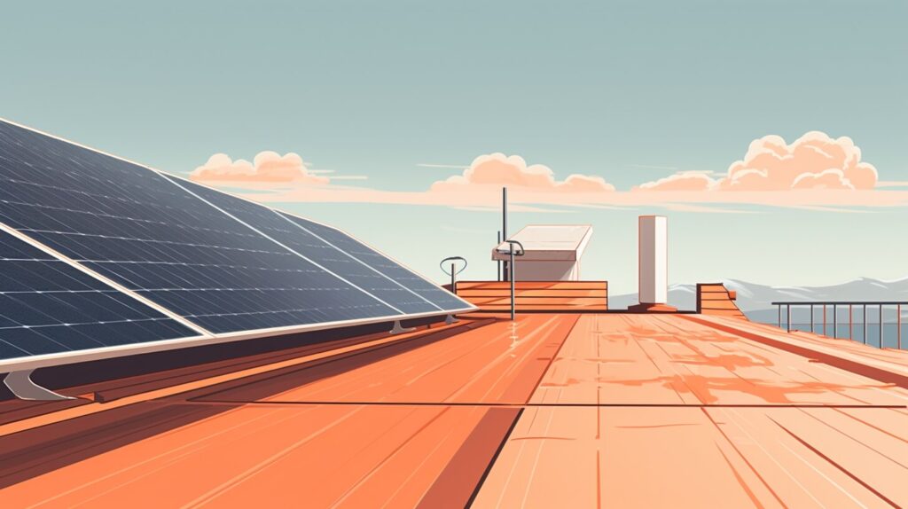 solar panels on top of an orange roof