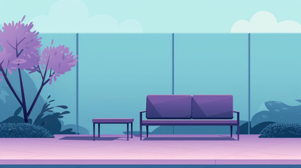 side yard with a tree and a couch