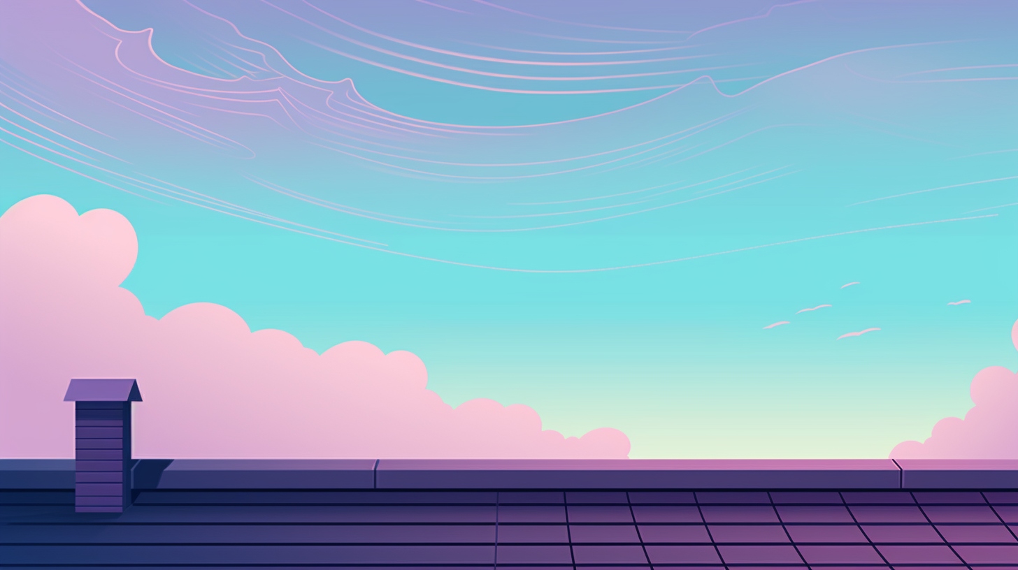 roof of a home with a sunset behind it