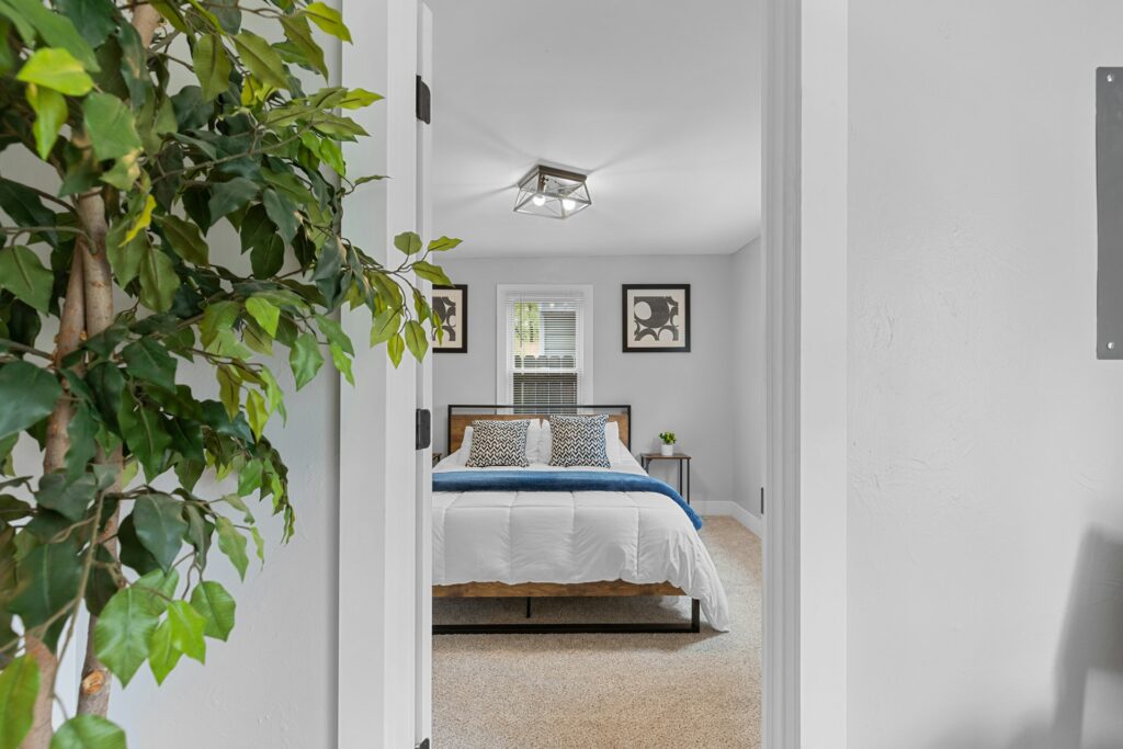 The main bedroom of an Airbnb.
