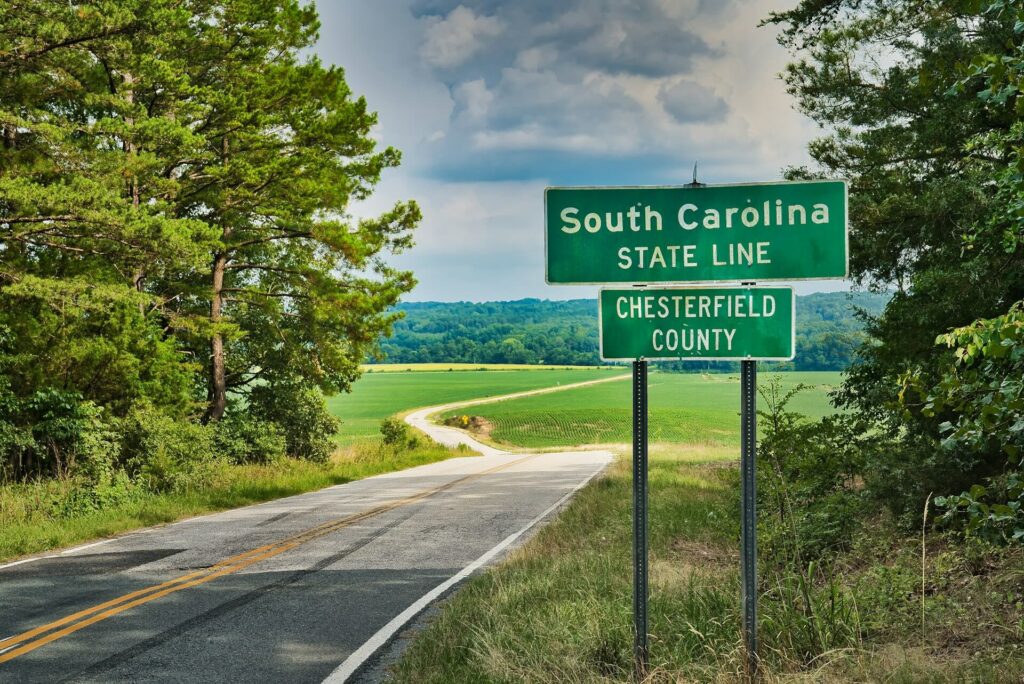 South Carolina state line sign in Chesterfield County