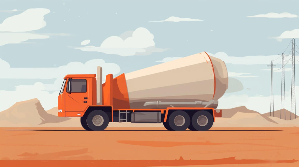 orange and gray concrete truck