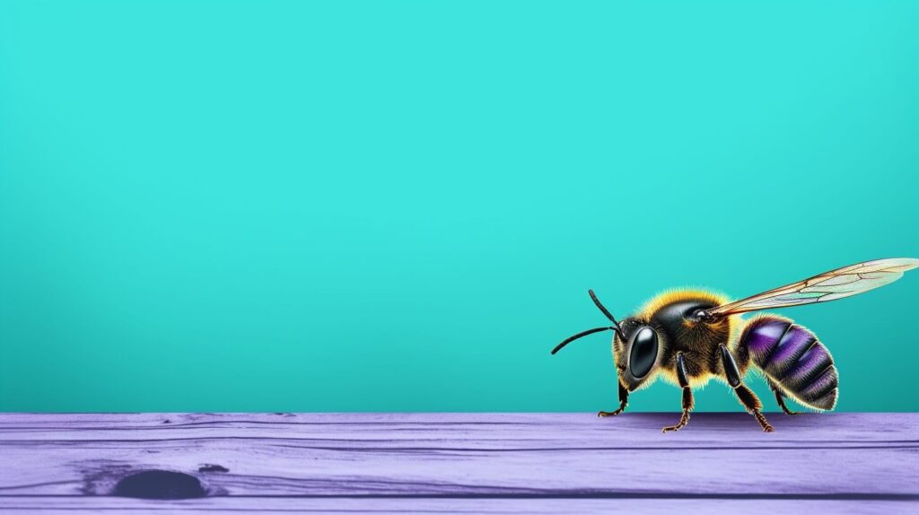 a carpenter bee on a plank of wood