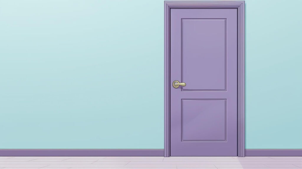 a purple bedroom door