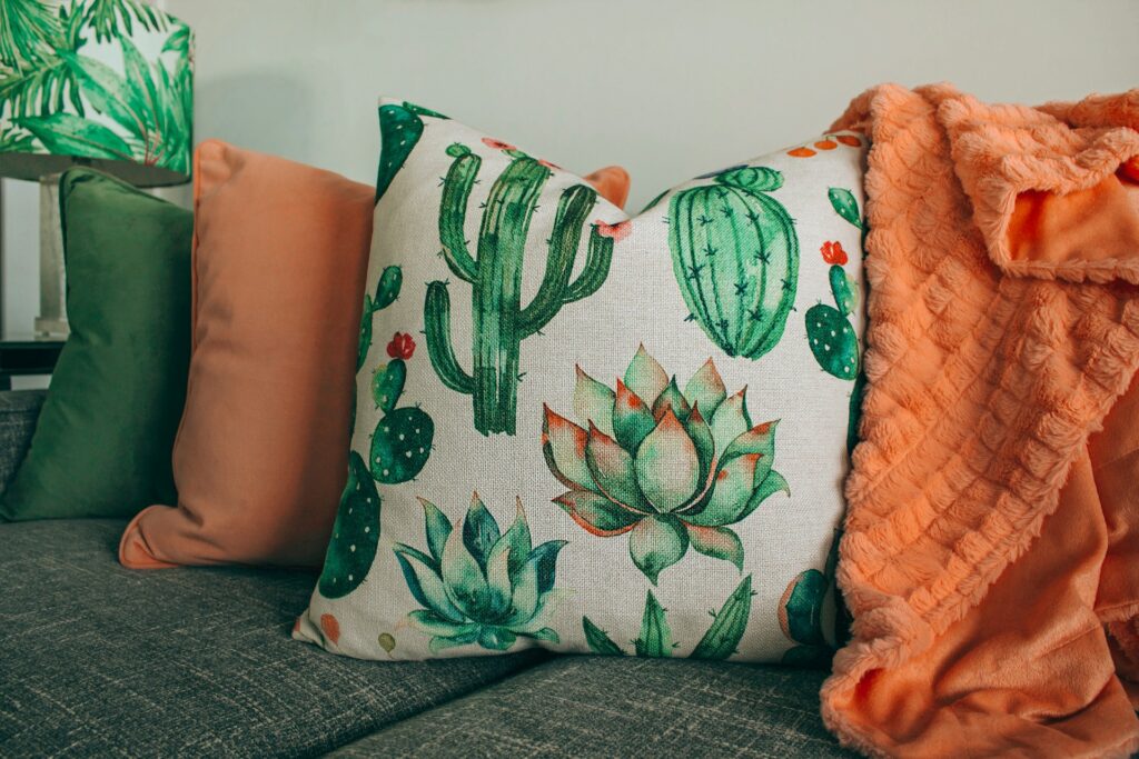 Colorful throw pillows to tie the room together.