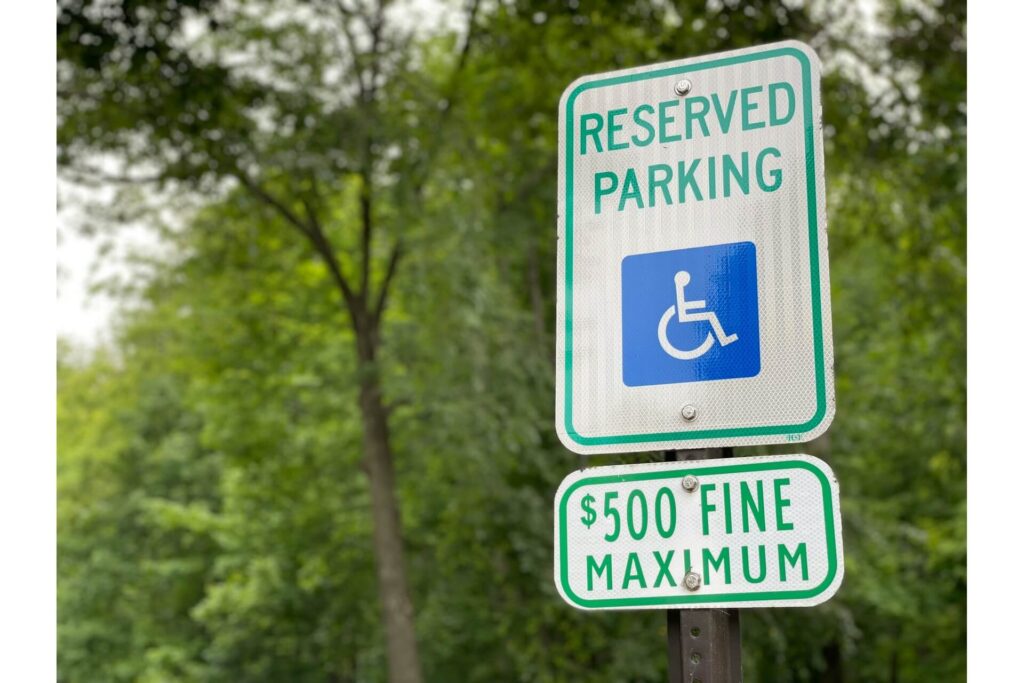 A reserved parking sign