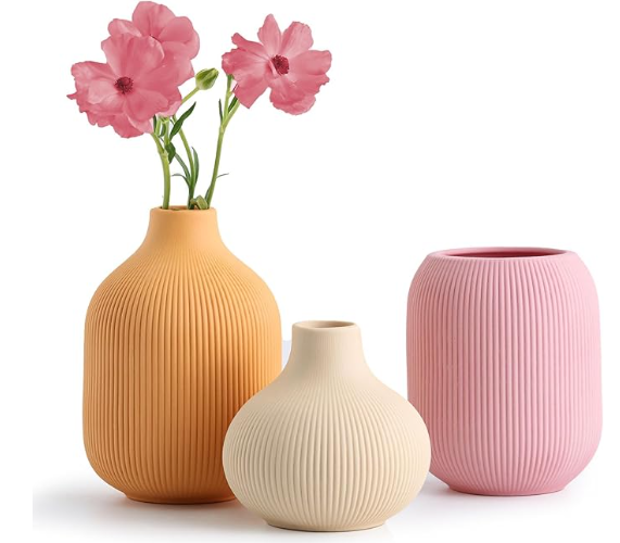 Chic, minimalist, and right on trend for spring colors, these vases will brighten any home.