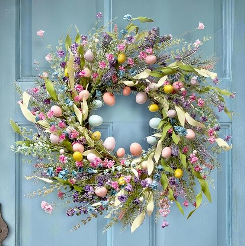Greet visitors with this joyful spring door wreath.