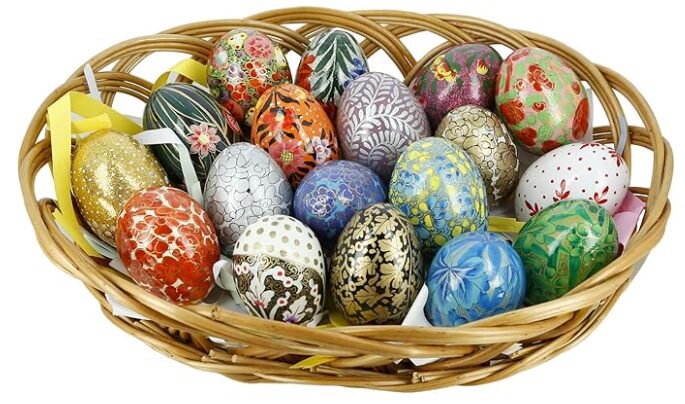 Hand-painted easter eggs bring a grown-up vibe.