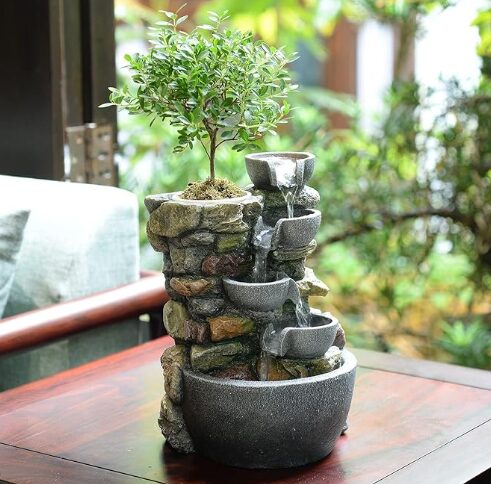An indoor fountain is a delightful way to welcome spring.