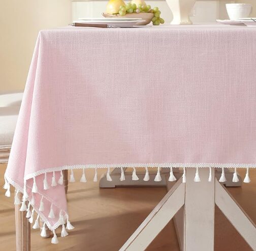 This pink tasselled tablecloth is perfect for spring.