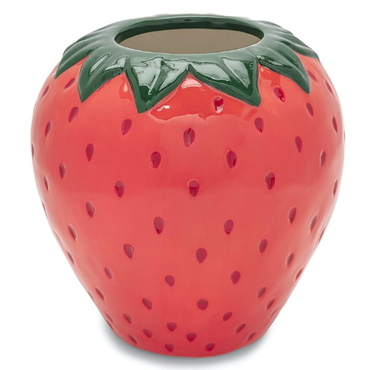 This cute strawberry vase will easily hold your favorite spring blooms.