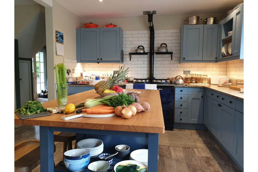 Kitchen prep tables increase space and make cooking much more fun.