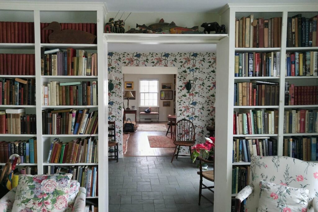 bookcases flanking the doorway