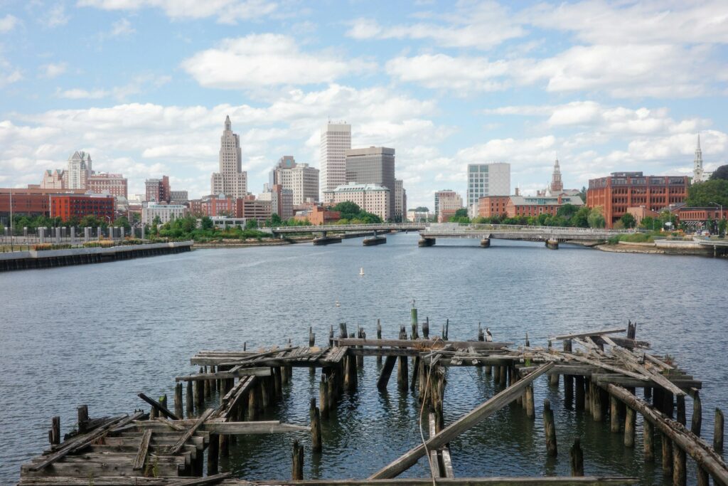 View of Rhode Island across the water.