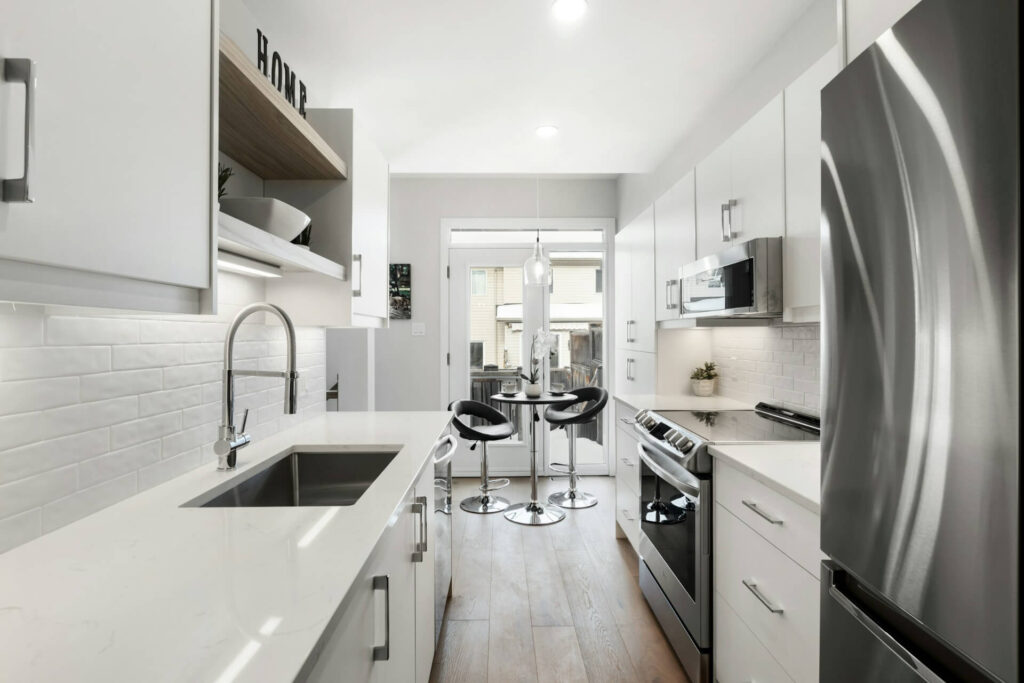 The kitchen triangle rule applies to most kitchen shapes, but narrow galleys may challenge it.